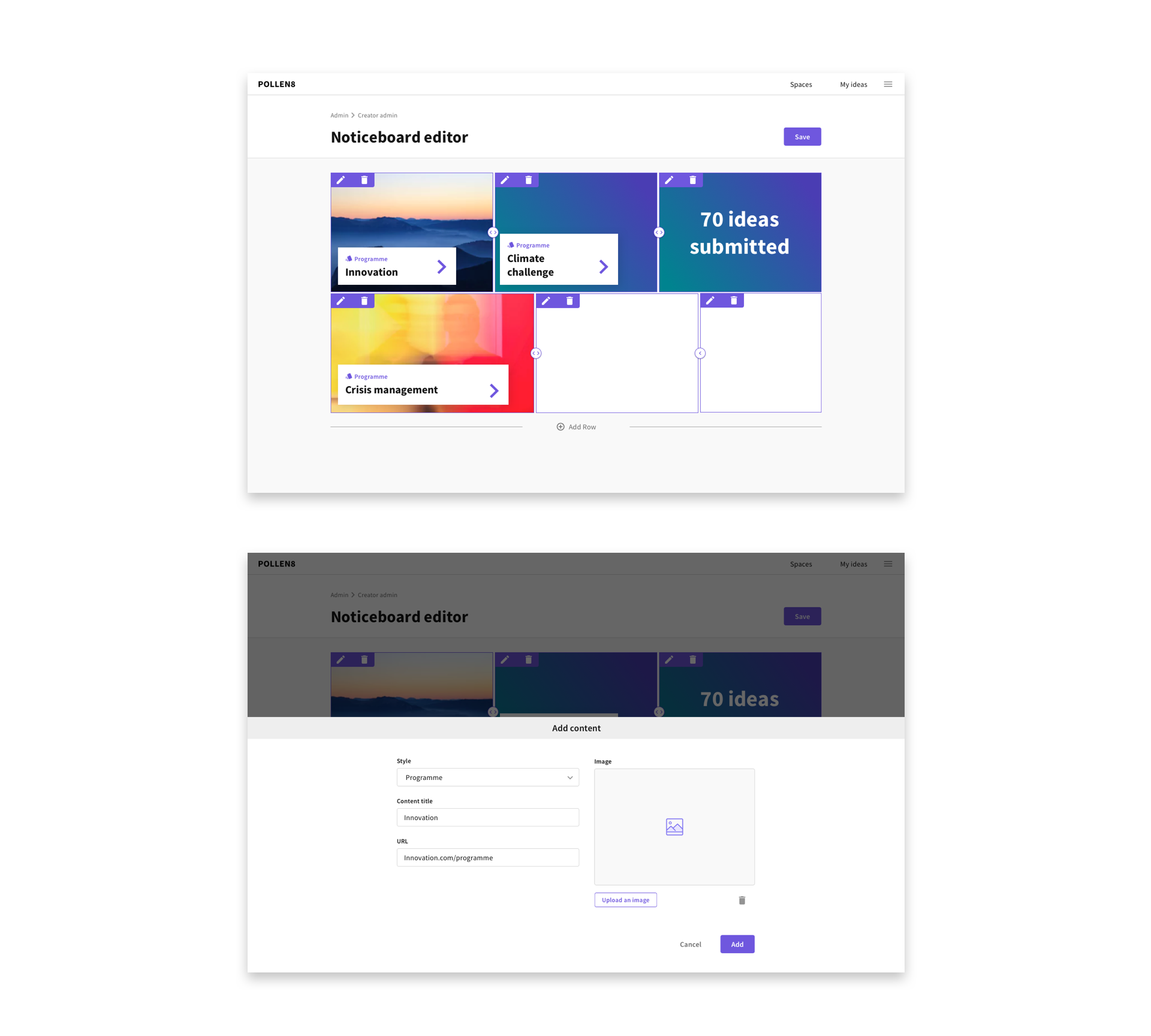 Space Noticeboard editor